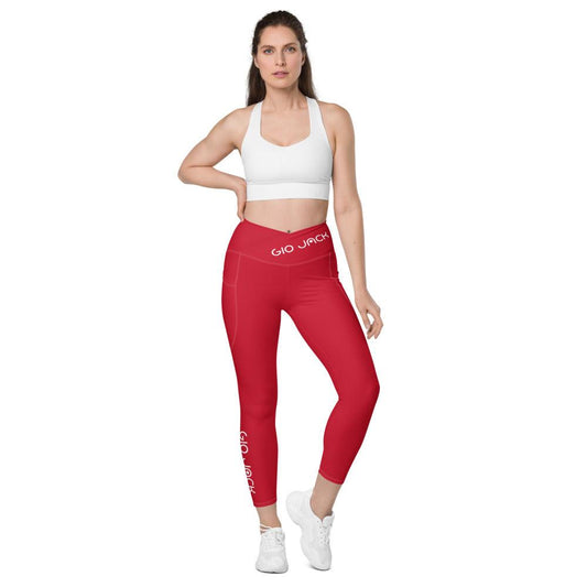 Crossover Leggins with pockets Logs 1 Red W FR GIO JACK