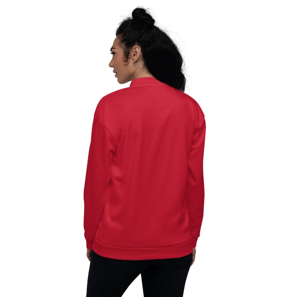 Unisex Bomber Jacket Wom Red Logs B F GIO JACK