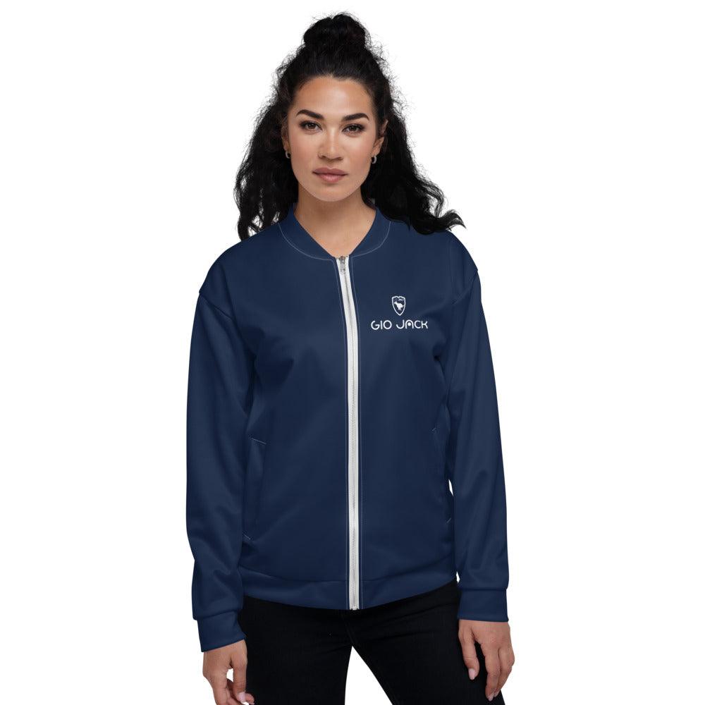 Unisex Bomber Jacket Wom Logs Blue Navy W F GIO JACK