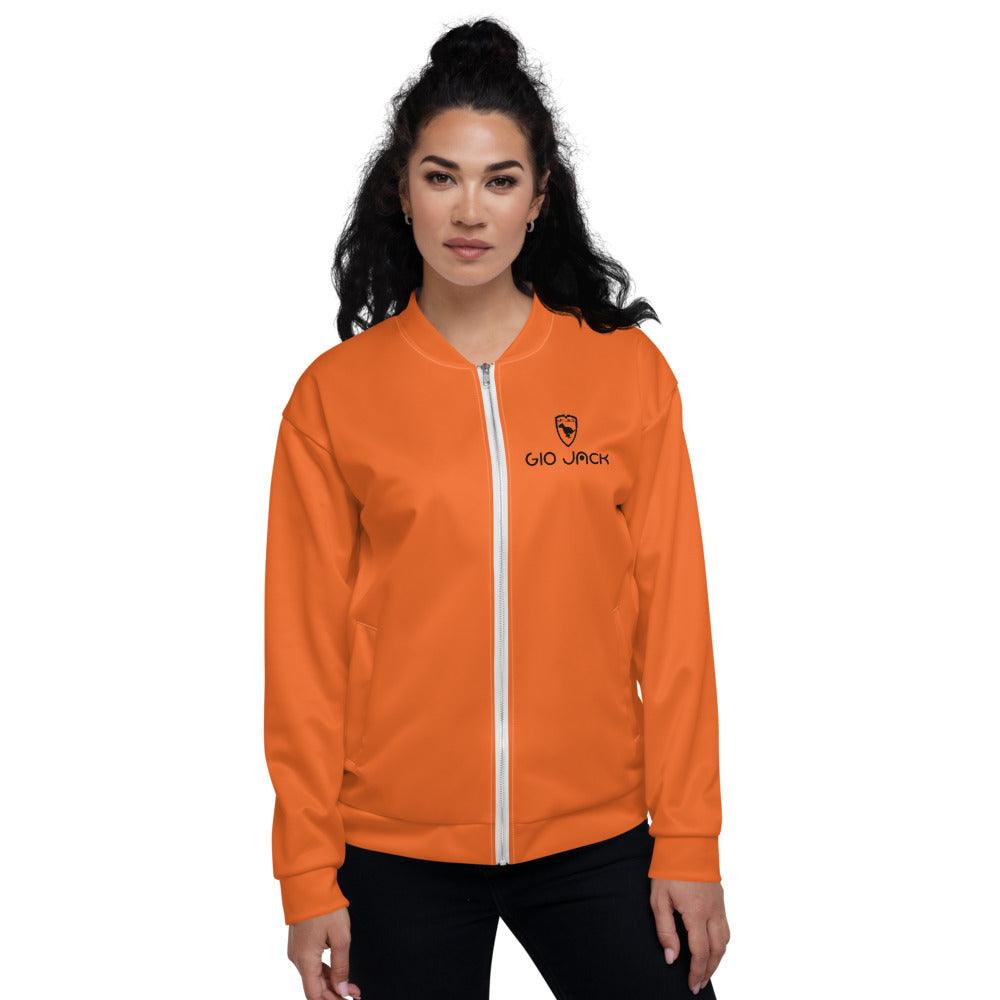 Unisex Bomber Jacket Wom Orange Logs B F GIO JACK