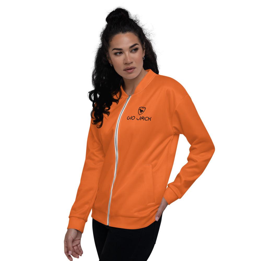 Unisex Bomber Jacket Wom Orange Logs B F GIO JACK