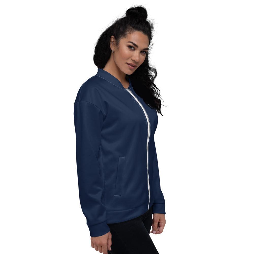 Unisex Bomber Jacket Wom Logs Blue Navy W F GIO JACK