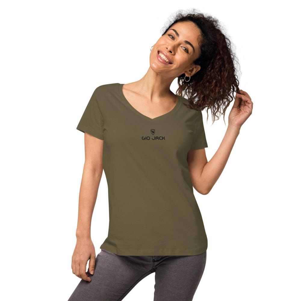 Women’s fitted V-Neck T-Shirt Logs 1 B GIO JACK
