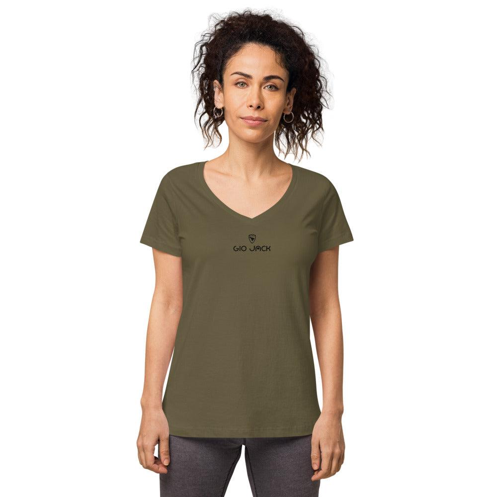 Women’s fitted V-Neck T-Shirt Logs 1 B GIO JACK