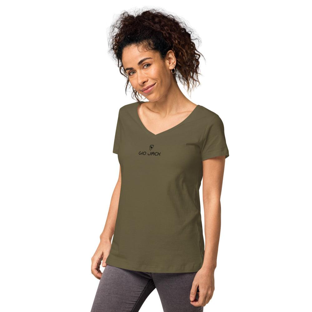Women’s fitted V-Neck T-Shirt Logs 1 B GIO JACK