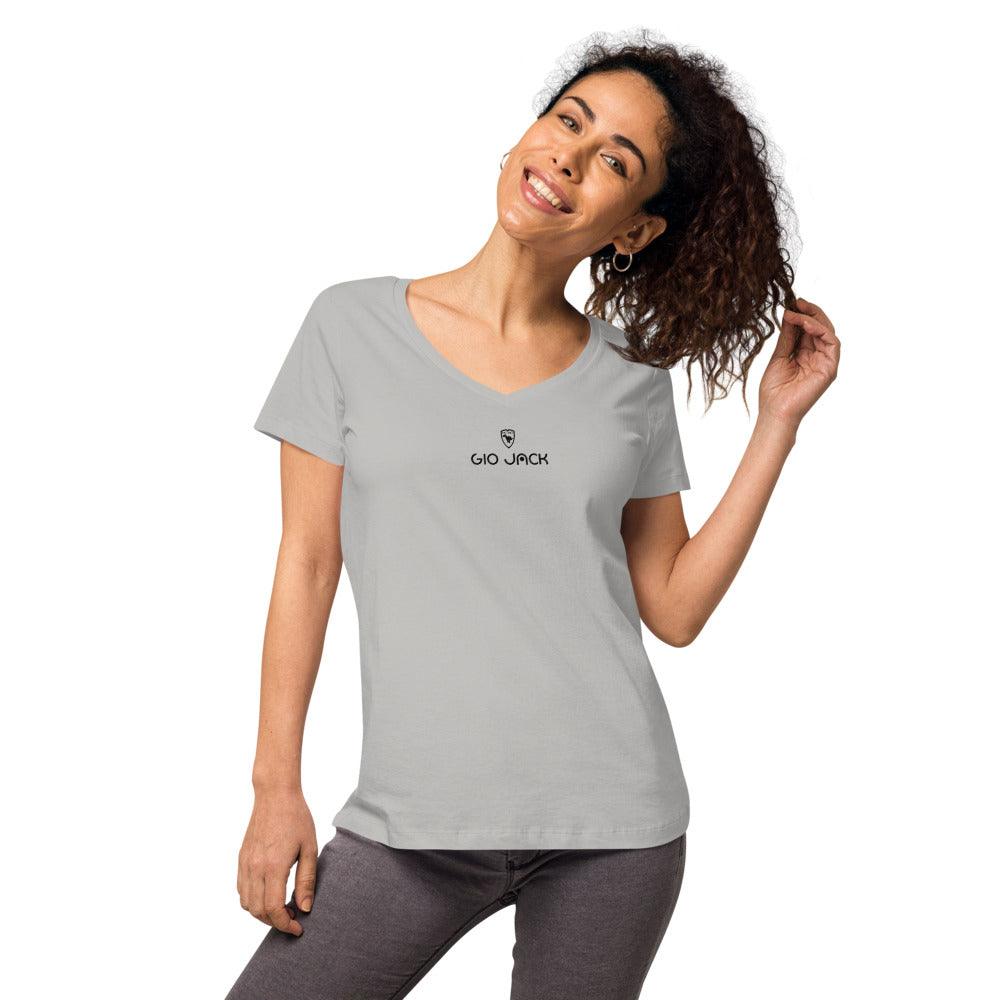 Women’s fitted V-Neck T-Shirt Logs 1 B GIO JACK