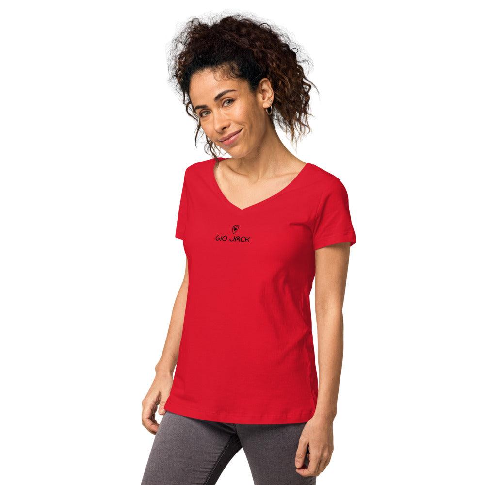 Women’s fitted V-Neck T-Shirt Logs 1 B GIO JACK