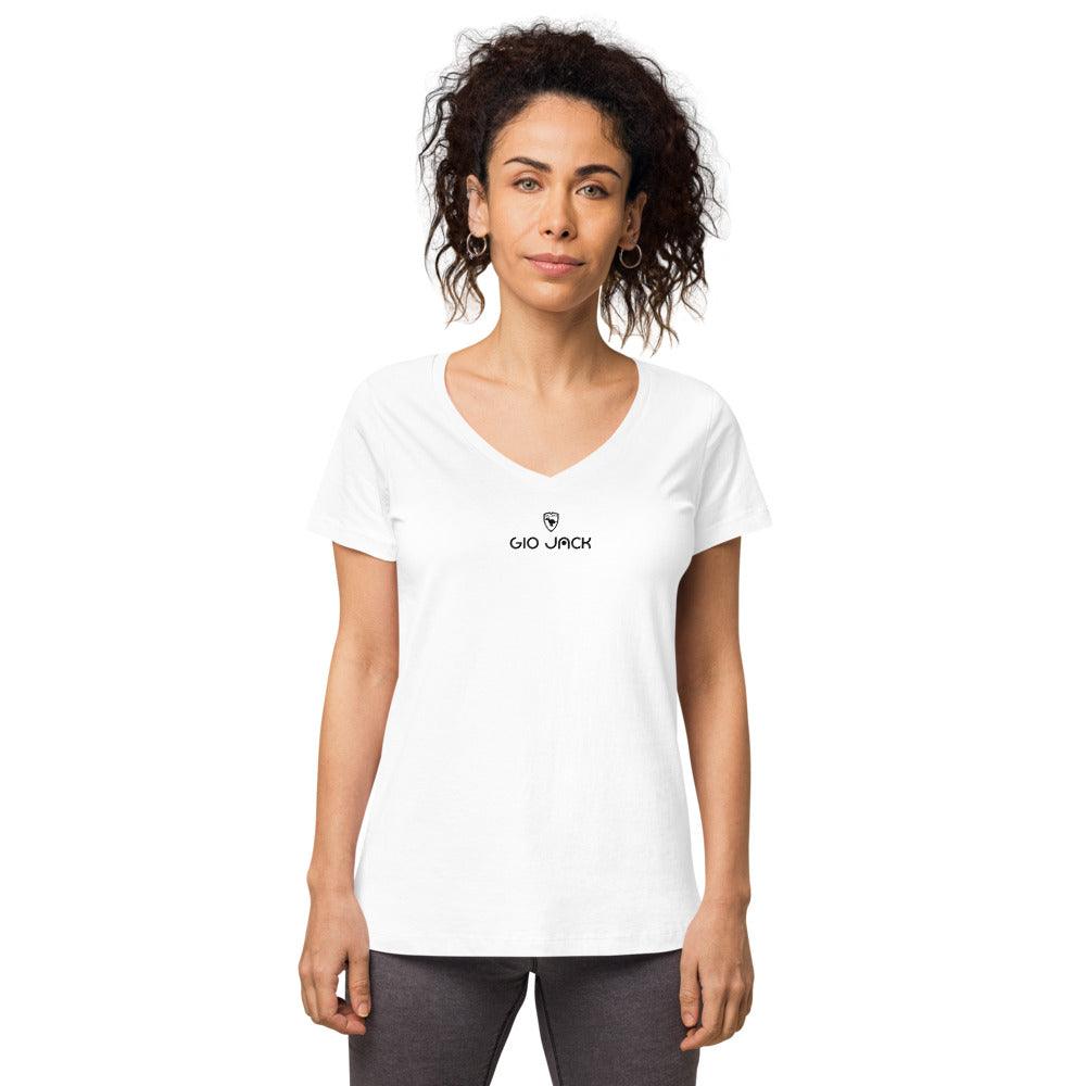 Women’s fitted V-Neck T-Shirt Logs 1 B GIO JACK