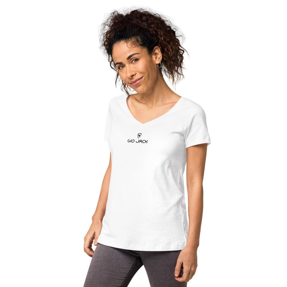 Women’s fitted V-Neck T-Shirt Logs 1 B GIO JACK