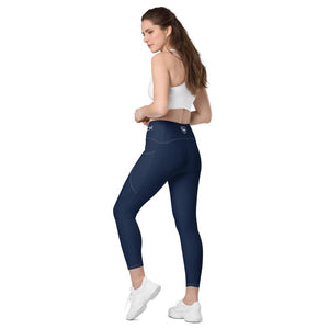 Crossover Leggins with pockets Logs 1 Navy W FR GIO JACK