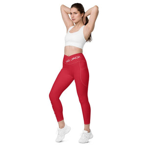 Crossover Leggins with pockets Logs 1 Red W FR GIO JACK