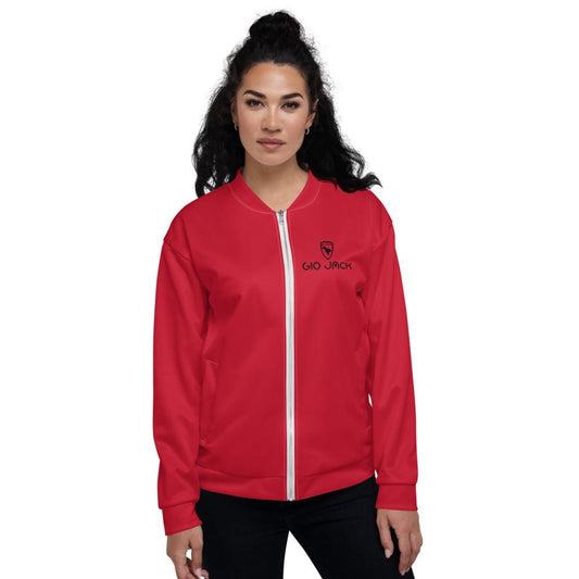 Unisex Bomber Jacket Wom Red Logs B F GIO JACK