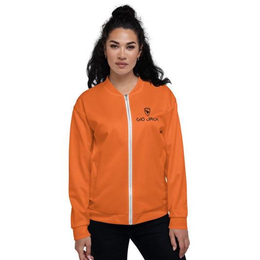 Unisex Bomber Jacket Wom Orange Logs B F GIO JACK