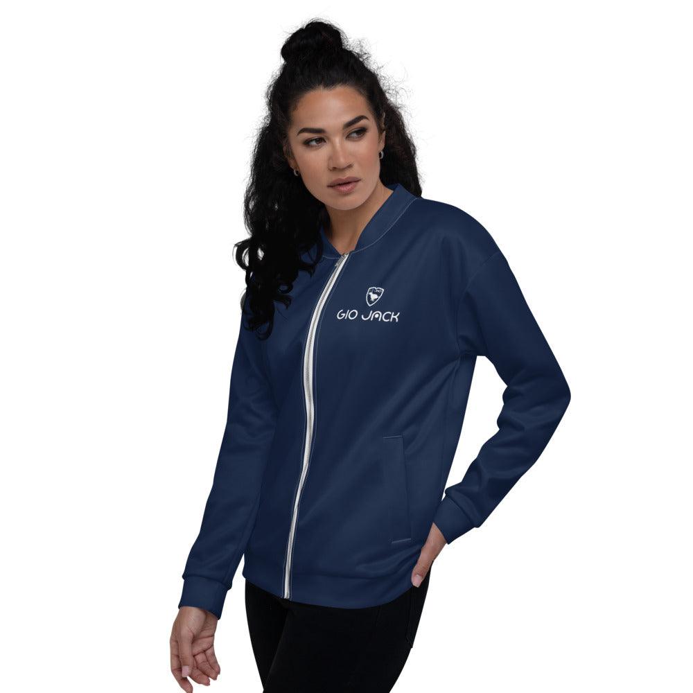 Unisex Bomber Jacket Wom Logs Blue Navy W F GIO JACK