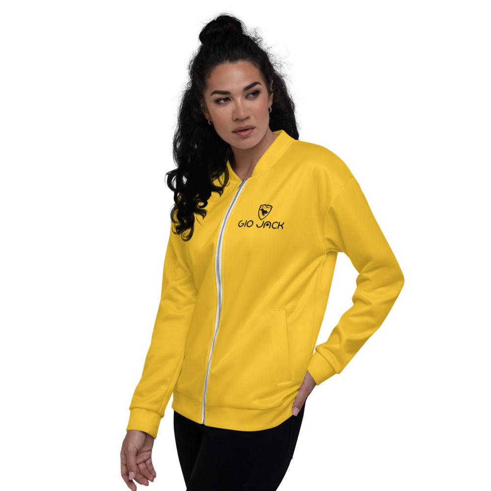 Unisex Bomber Jacket Wom Yellow Logs B F GIO JACK