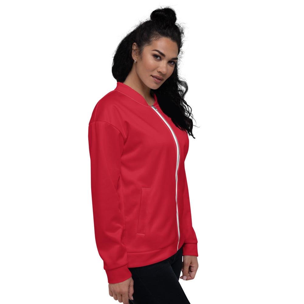 Unisex Bomber Jacket Wom Red Logs B F GIO JACK