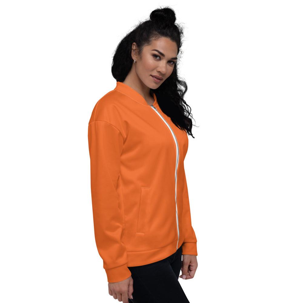 Unisex Bomber Jacket Wom Orange Logs B F GIO JACK