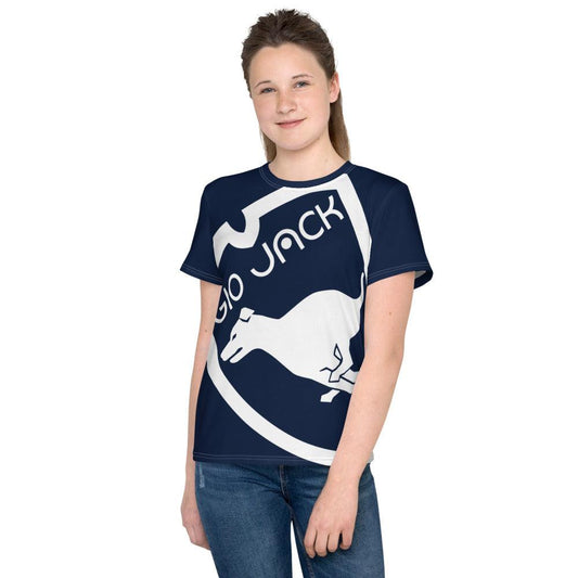 Youth crew neck t-shirt Logo 1 Navy W F GIO JACK