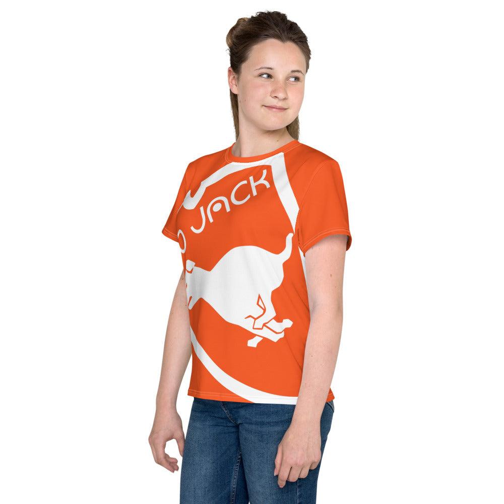 Youth crew neck t-shirt Logo 1 Out Orange W F GIO JACK