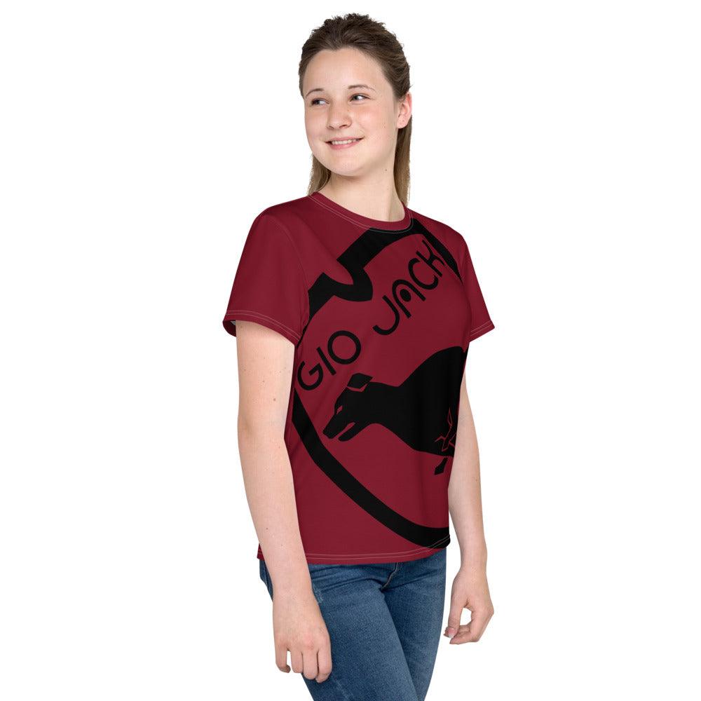 Youth crew neck t-shirt Logo 1 Bordeaux B F GIO JACK