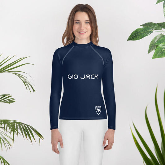 Youth Rash Guard Logs 1 plus Navy W F GIO JACK
