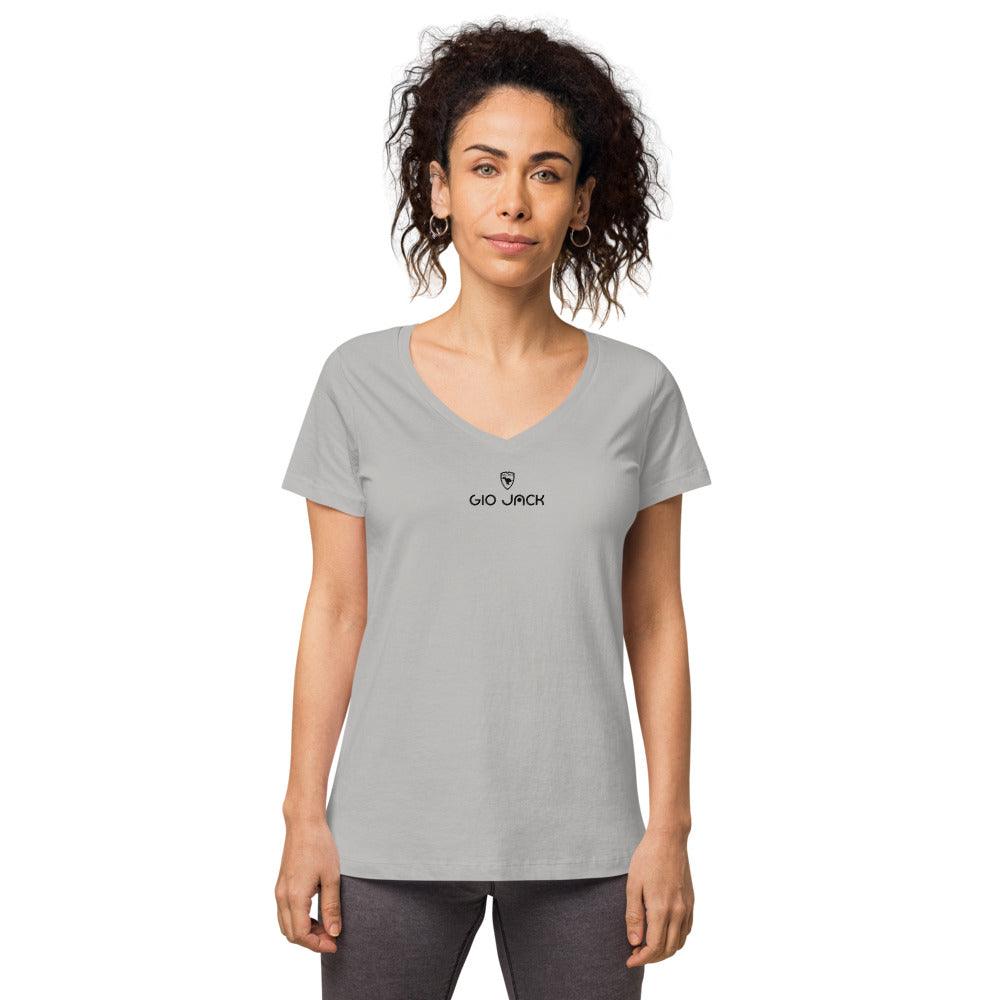 Women’s fitted V-Neck T-Shirt Logs 1 B GIO JACK