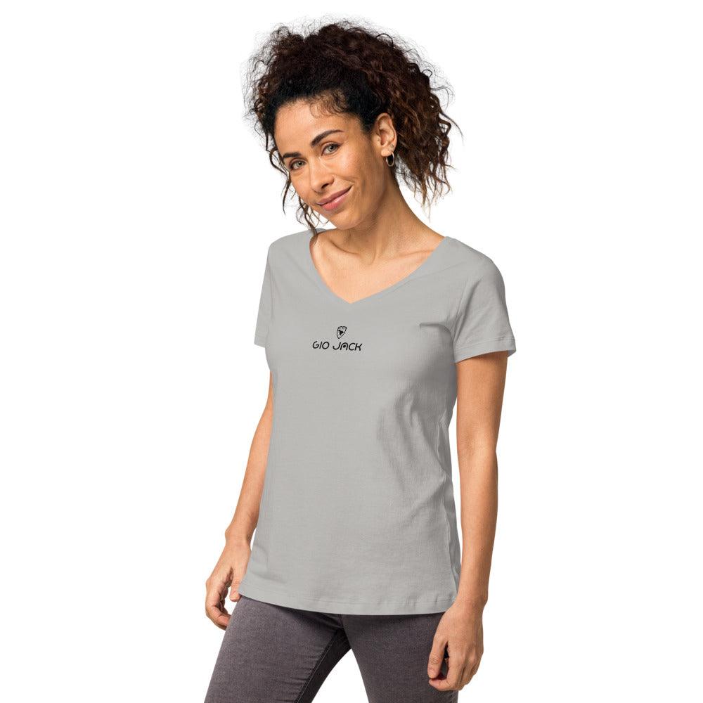 Women’s fitted V-Neck T-Shirt Logs 1 B GIO JACK