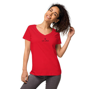 Women’s fitted V-Neck T-Shirt Logs 1 B GIO JACK